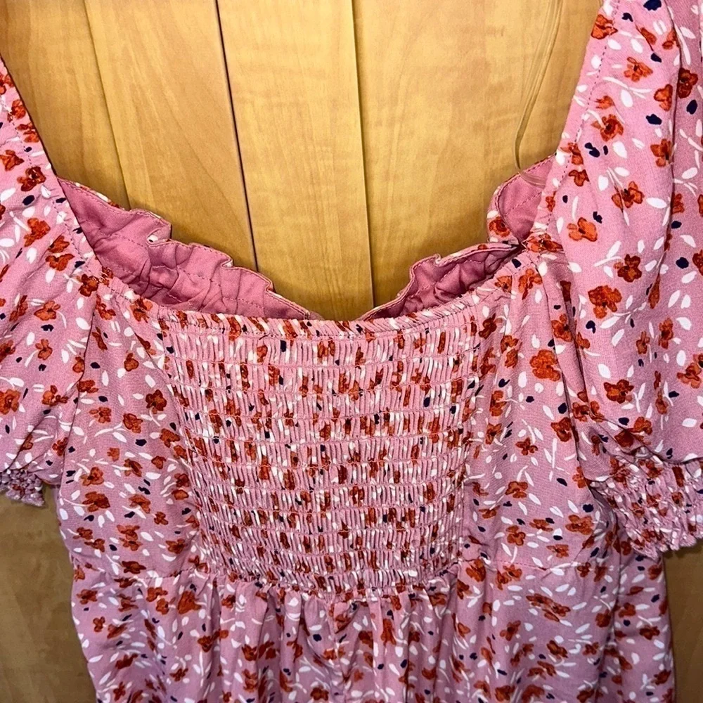 Pink Floral Mini Dress   Size XL   NWT - Picture 6 of 10